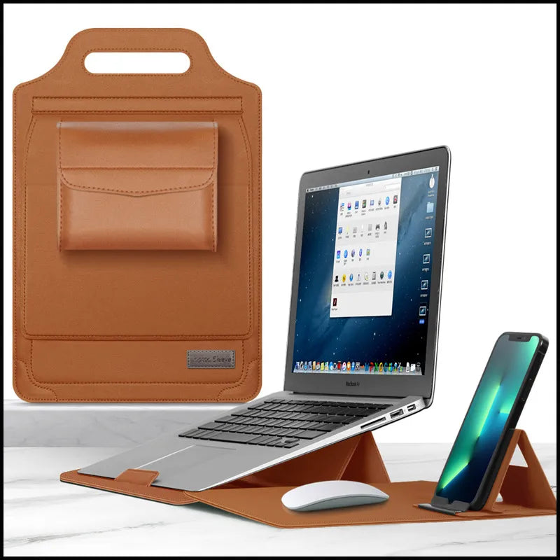 Homegood™ 3-in-1 Wireless Charging Premium Laptop Sleeve – 15W Multi-Device Charging Pad, Built-in Ergonomic Stand & Mouse Pad (Fits up to 16