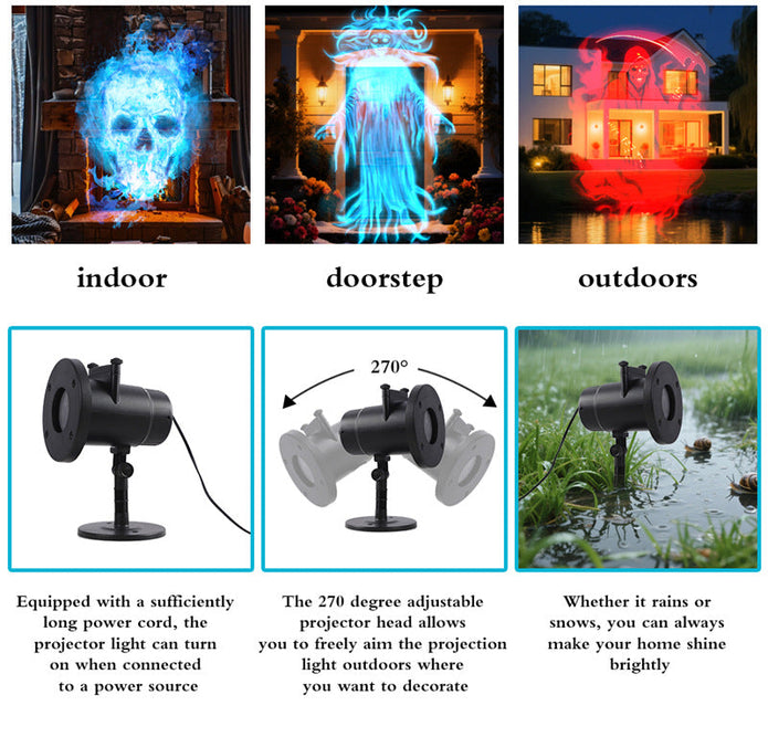 32FT HD Halloween Projector Light – 10 Spooky Patterns