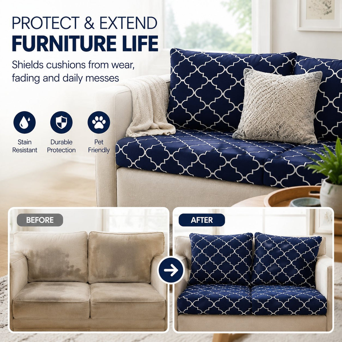 🛋️ Waterproof Outdoor Patio Sofa Cushion Covers 🔥