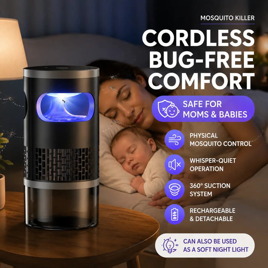 Indoor Insect Trap with Light and Suction Non Zapper Flying Bug Catcher for Mosquitoes Fruit Flies Gnats and Moths