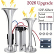 🔥LAST DAY 49% OFF - 🚗🔧2026 Upgraded 12V Dual Air Horn Kit – 130DB Super Loud Dual Horn with Compressor for Cars, Trucks, SUVs, Boats & More