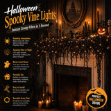 🎃Halloween Fireplace Decor Set with LED Lights – Black Vine Garland for Mantel, Door Frame, Window & Spooky Party Decor👻