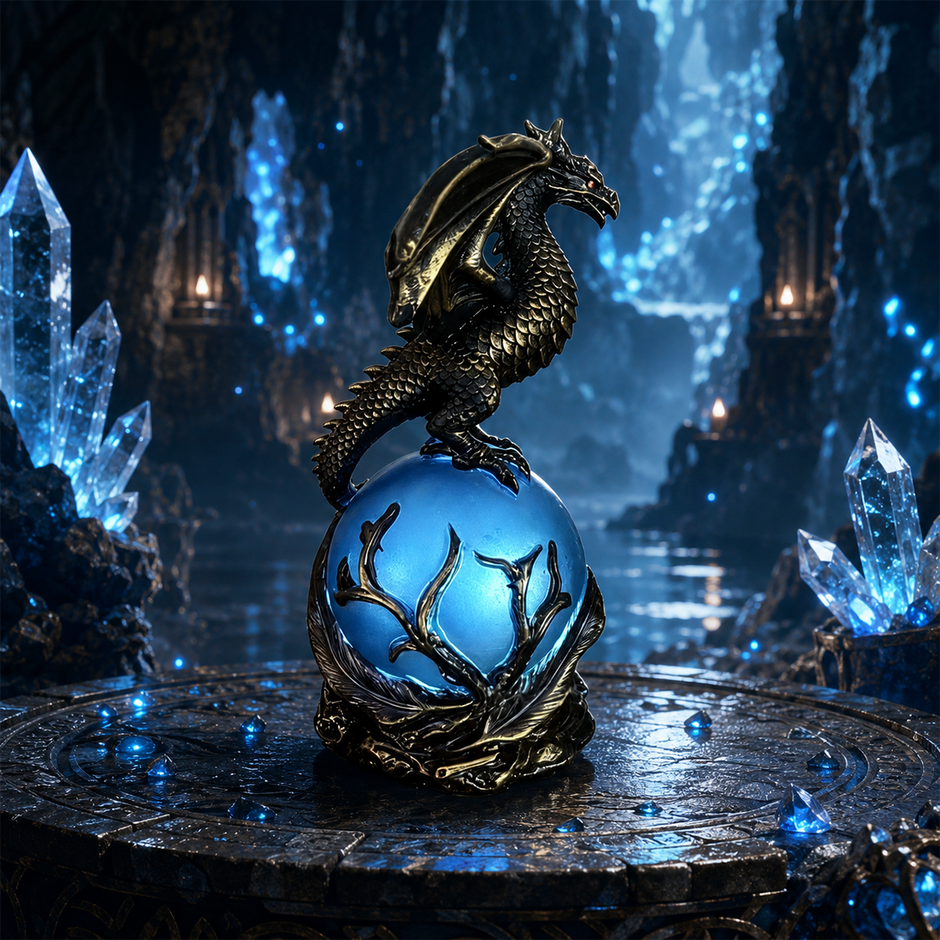 🔥Halloween Promotion - Gothic Dragon LED Crystal Ball Lamp for Dark Aesthetic Decor🐉