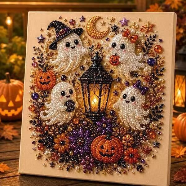 Spooky Cute Ghost Pearl Diamond Painting Kit – 8