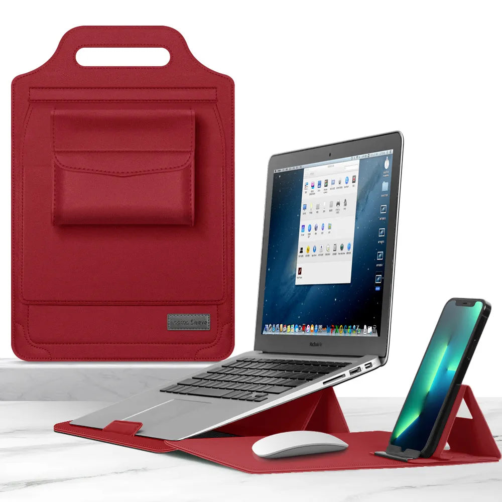 Homegood™ 3-in-1 Wireless Charging Premium Laptop Sleeve – 15W Multi-Device Charging Pad, Built-in Ergonomic Stand & Mouse Pad (Fits up to 16