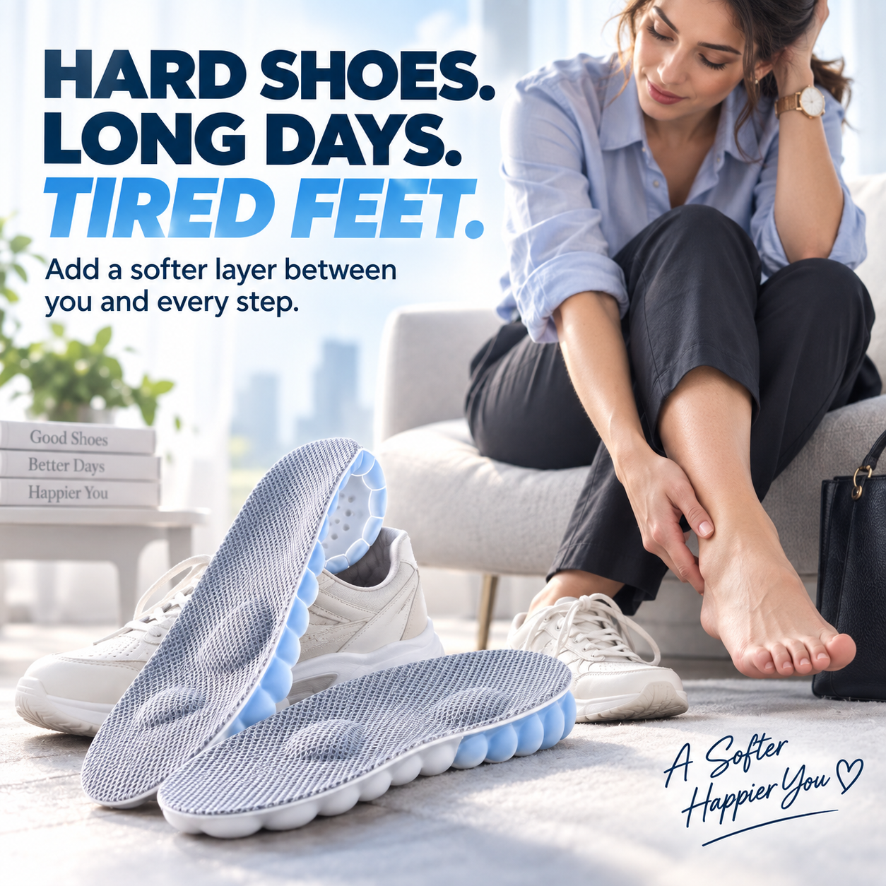 ☁️ 2pairs  4D Cloud Comfort Insoles – Soft Cushioning & All-Day Support