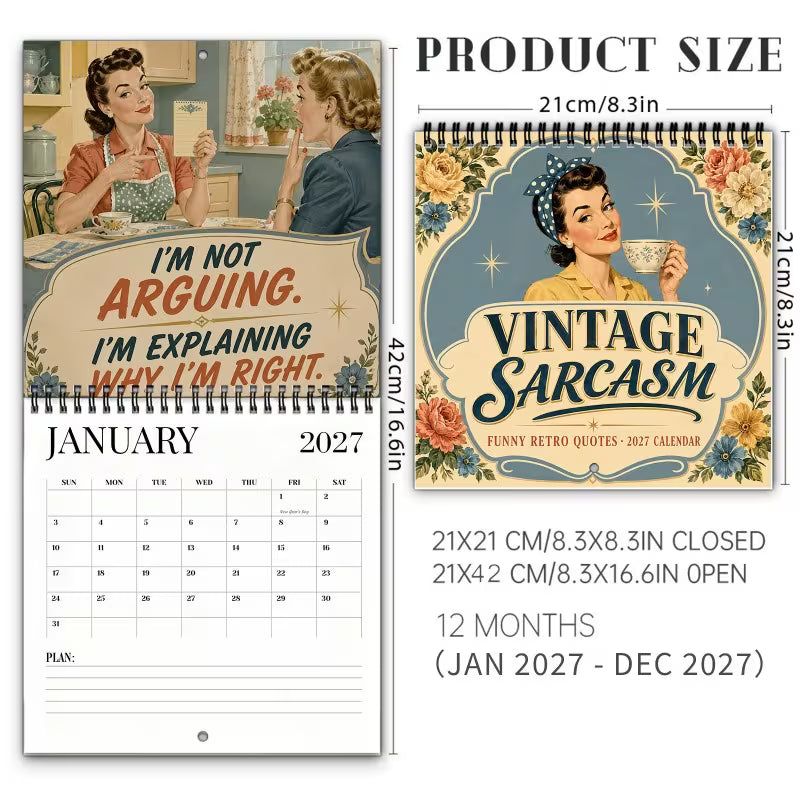 🔥Black Friday Deal｜2027 Fun Retro-Style Satirical Wall Calendar