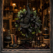 🎉Premium Gothic Black Rose Witch Hat Wreath – Haunting Elegant Halloween Front Door Statement Decor