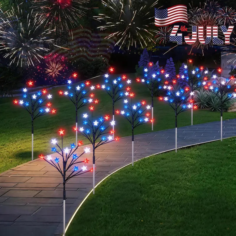 🌈Light Up Your 4th of July – 8-Pack Flag Lights with 8 Stunning Modes for Yard & Pathway