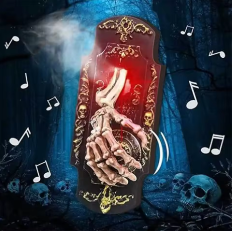 👻 Campanello di Halloween da appendere con mano di scheletro attivata al tocco/movimento, con luce rossa, suoni spaventosi e decorazione per casa stregata