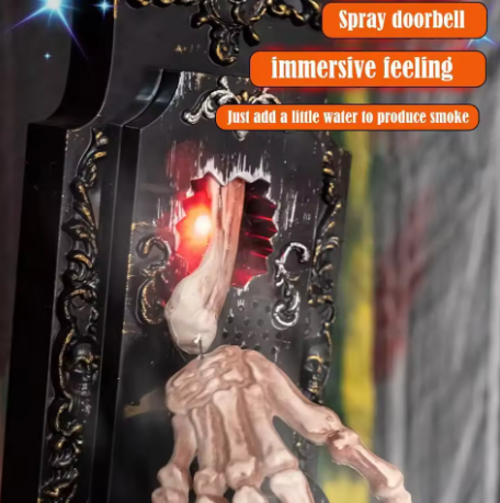👻 Campanello di Halloween da appendere con mano di scheletro attivata al tocco/movimento, con luce rossa, suoni spaventosi e decorazione per casa stregata