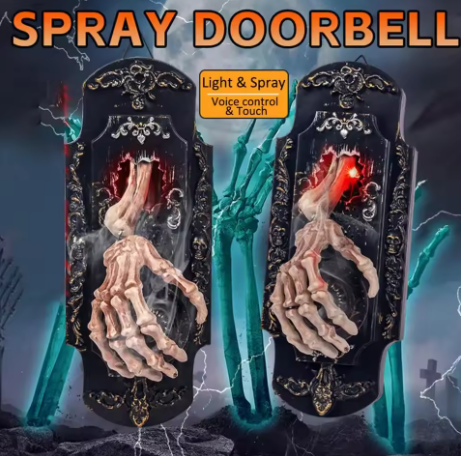 👻 Campanello di Halloween da appendere con mano di scheletro attivata al tocco/movimento, con luce rossa, suoni spaventosi e decorazione per casa stregata