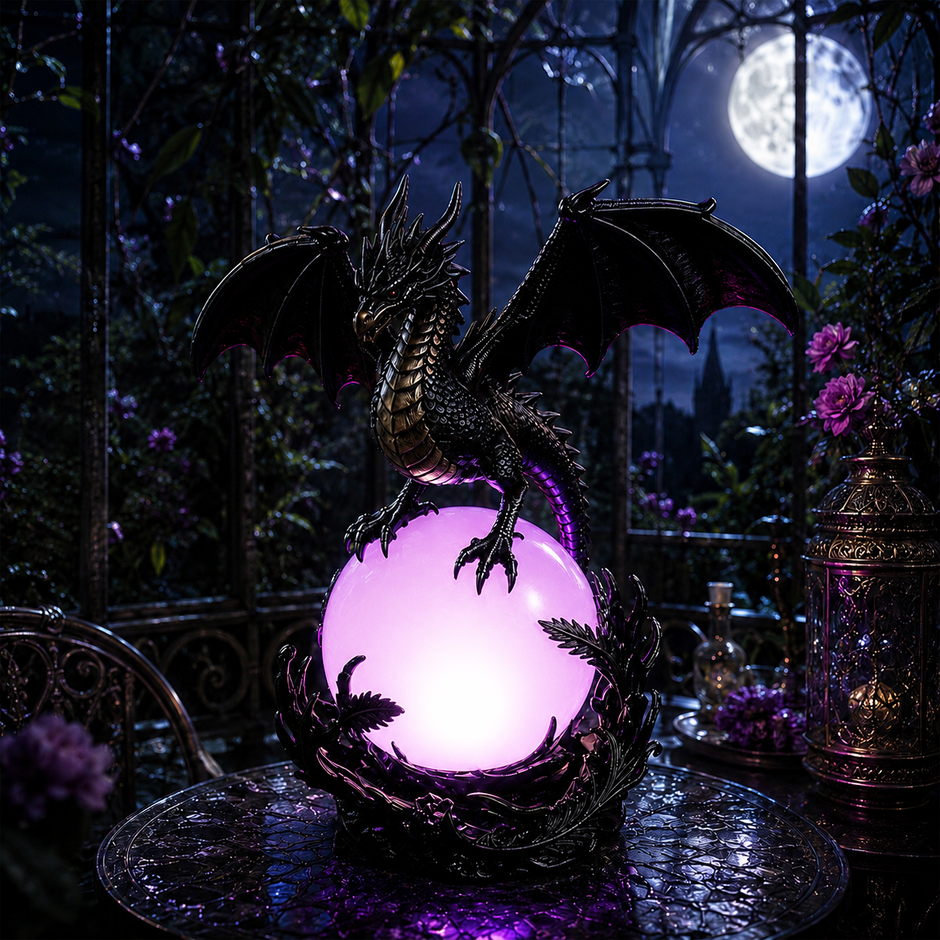 🔥Halloween Promotion - Gothic Dragon LED Crystal Ball Lamp for Dark Aesthetic Decor🐉