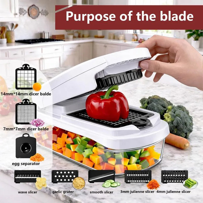 🏆🥕 Professional Vegetable Chopper – 7-in-1 Multi-Cutter with Dishwasher-Safe Blades!
