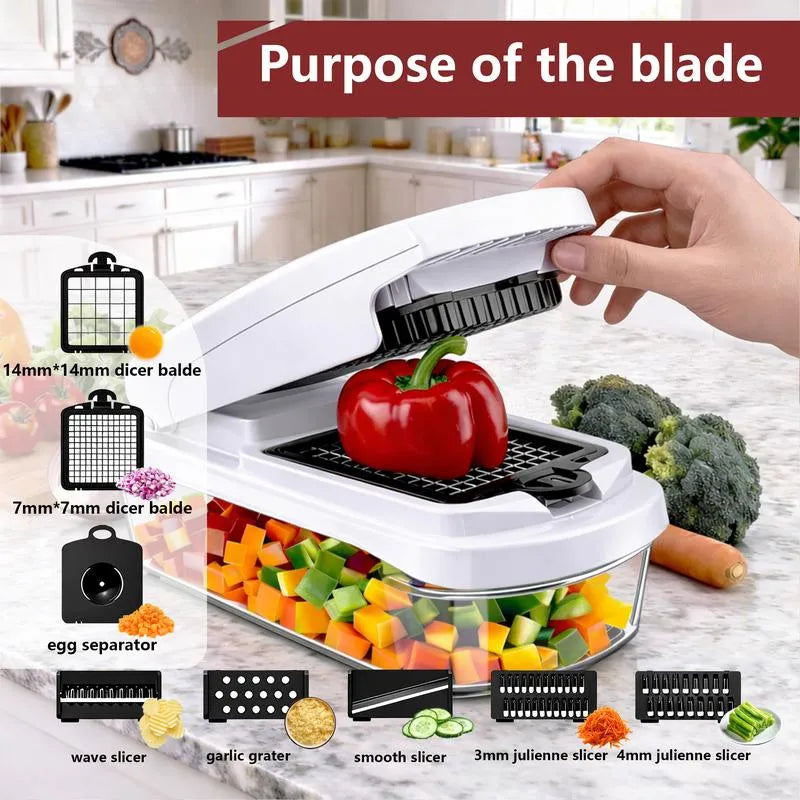 🏆Flash Sale⚡🥕 Professional Vegetable Chopper – 7-in-1 Multi-Cutter with Dishwasher-Safe Blades!
