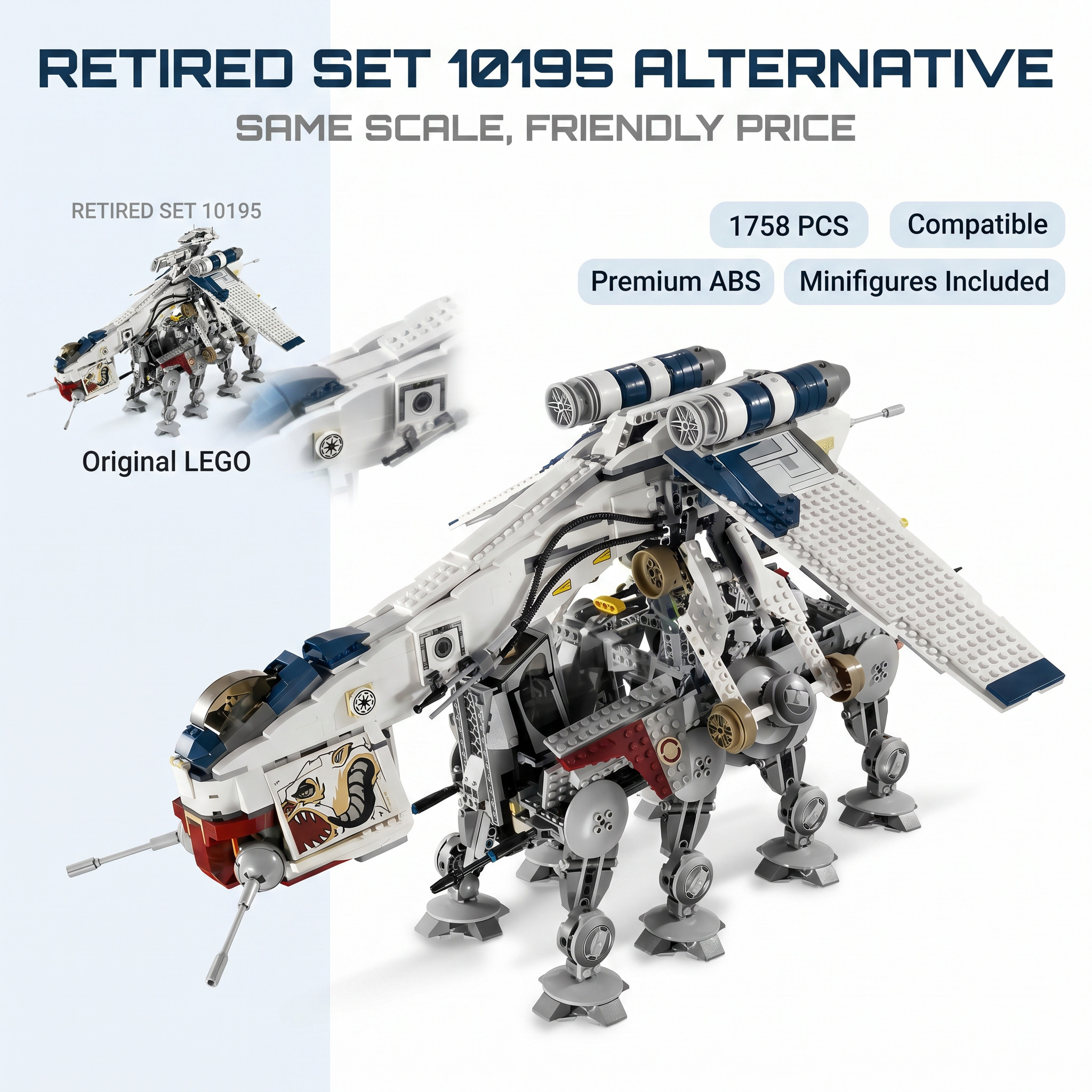 Galactic Republic Dropship & AT-OT Building Kit - 1758PCS Epic Edition