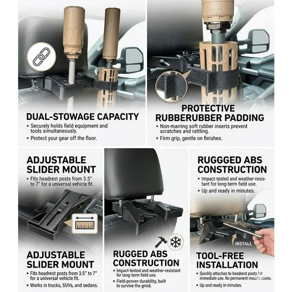 Universal Seat Back Tactical Rack – Secure Headrest Mount