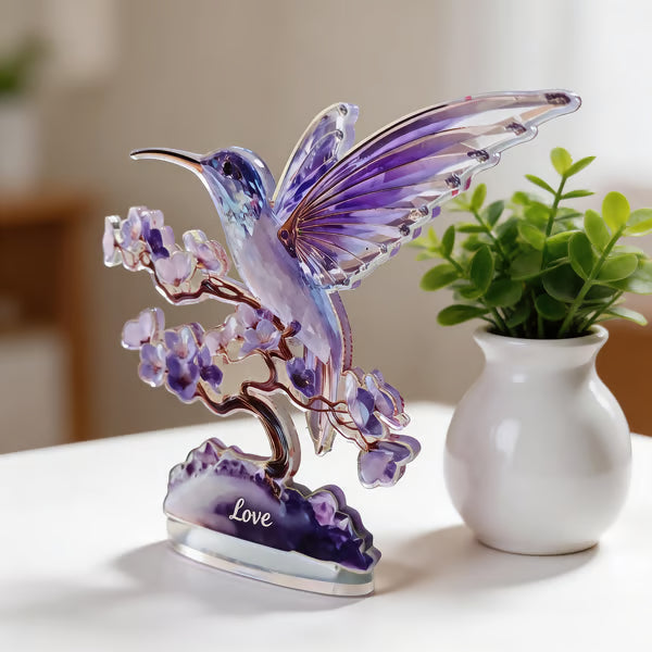 Stunning Amethyst Styled Hummingbird - Personalized Hummingbird Custom Shaped Acrylic Plaque
