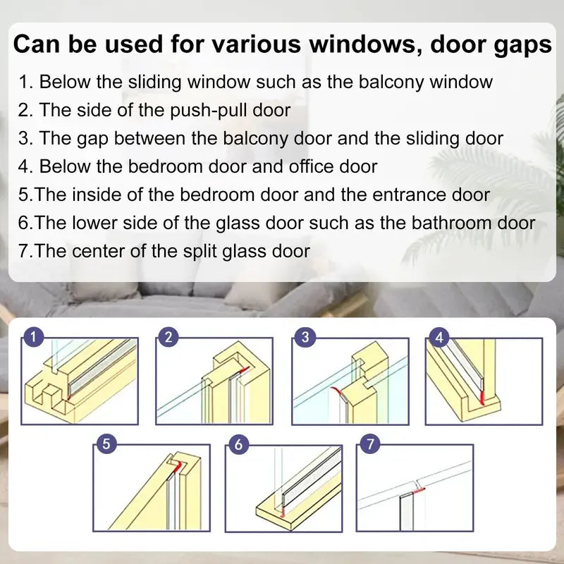 16.4Ft Door Weather Stripping🏅Adhesive Draft Stopper Seal Strip for Doors, Windows & Shower Doors