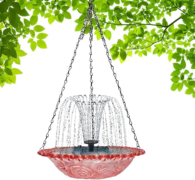 Solar Powered Hanging Bird Bath Fountain