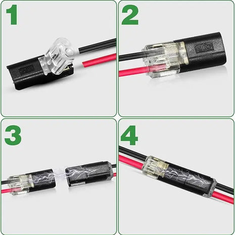 2 Pin Double-Wire Connector for LED Strip Lights, Low Voltage Fast Plug Connectors