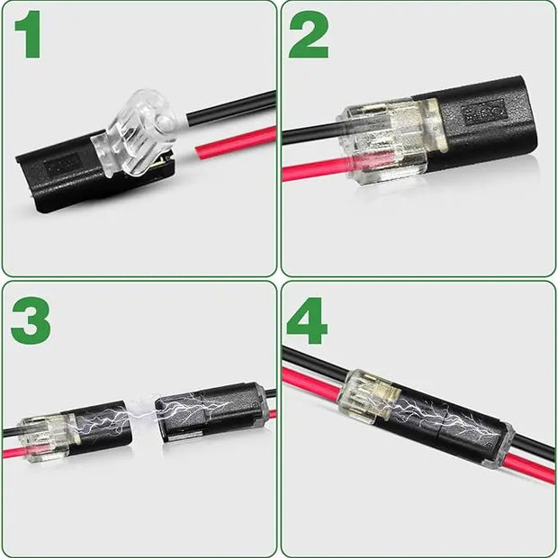 2 Pin Double-Wire Connector for LED Strip Lights, Low Voltage Fast Plug Connectors