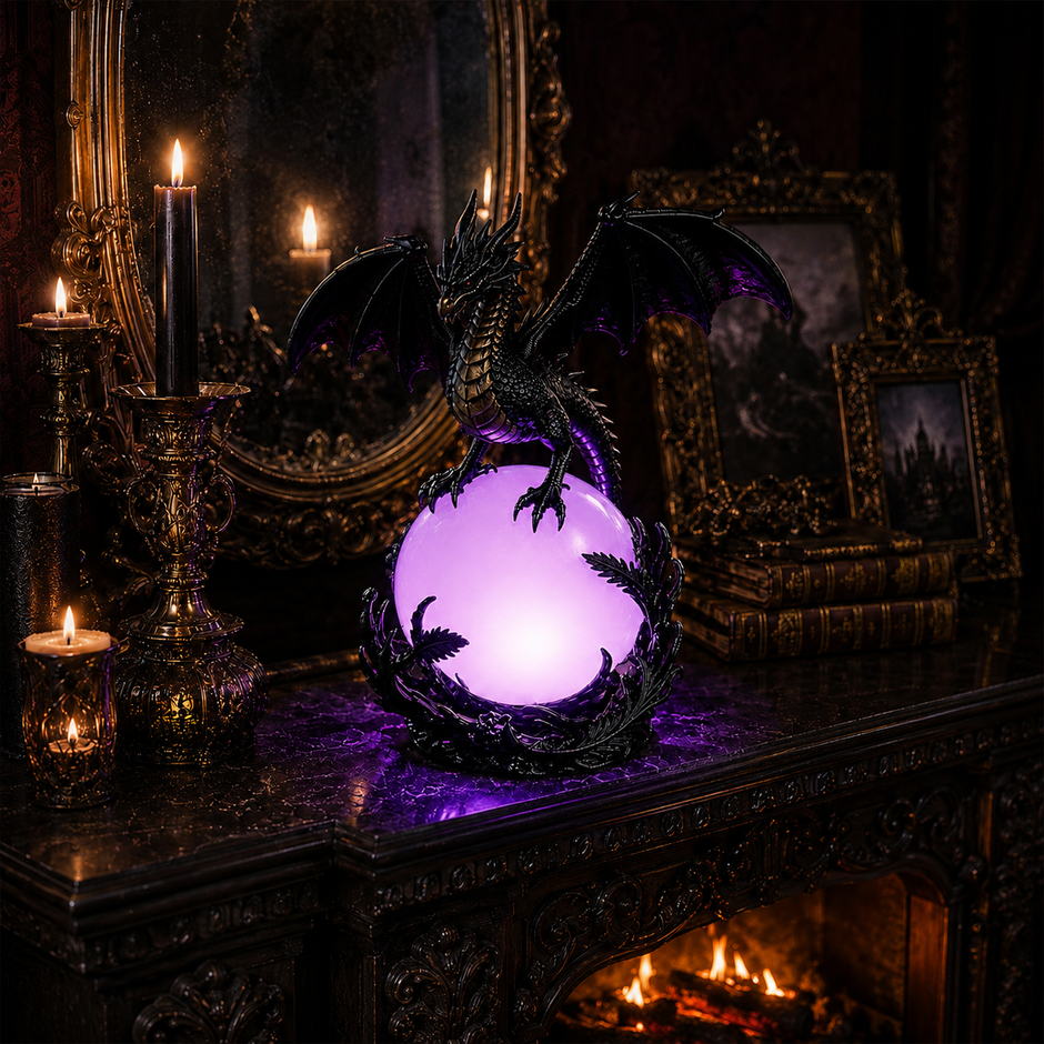 🔥Halloween Promotion - Gothic Dragon LED Crystal Ball Lamp for Dark Aesthetic Decor🐉