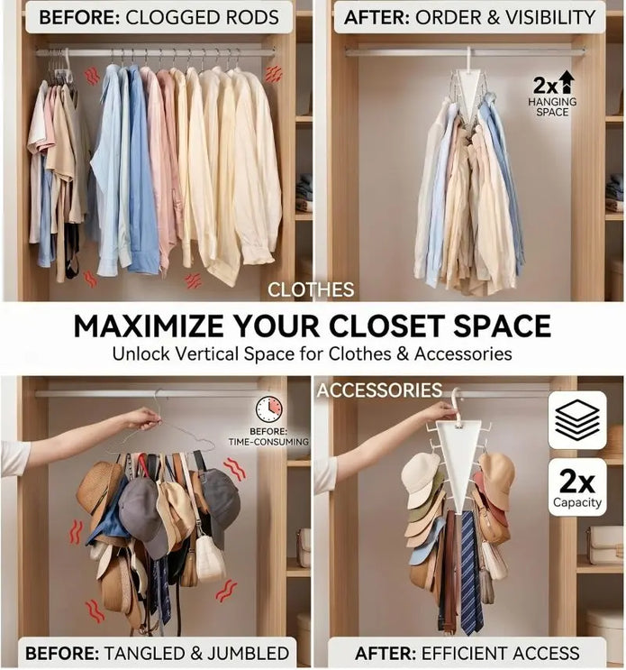 V-Shaped Double-Sided Closet Organizer Hanger