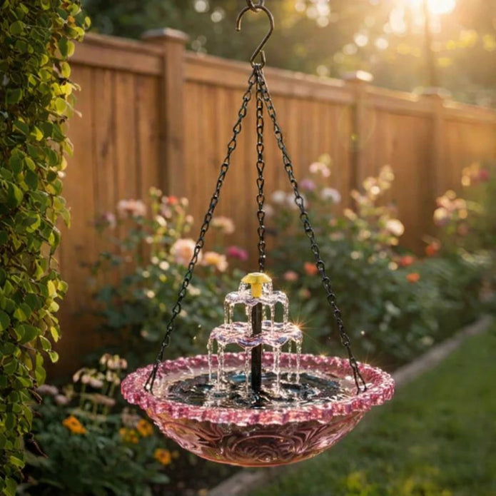 Solar Powered Hanging Bird Bath Fountain