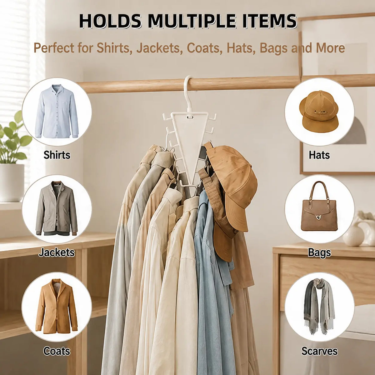 V-Shaped Double-Sided Closet Organizer Hanger