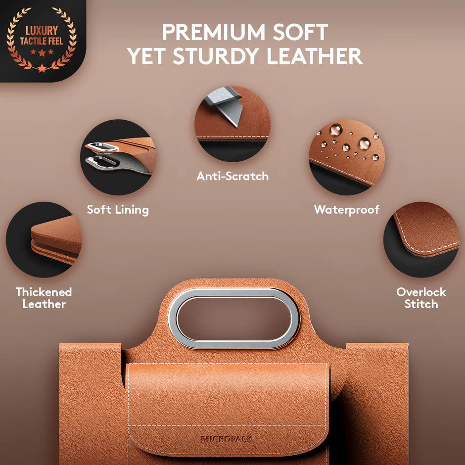 Laptop Sleeve with Wireless Charging Built-in Detachable Leather Organizer Bag