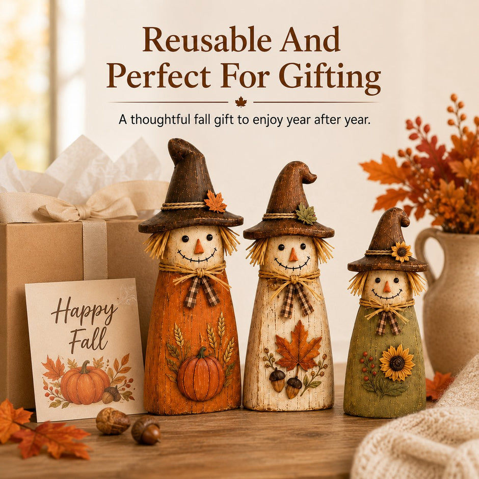 🔥Halloween Promotion - Hand-Carved Vintage Scarecrow Fall Decor Set
