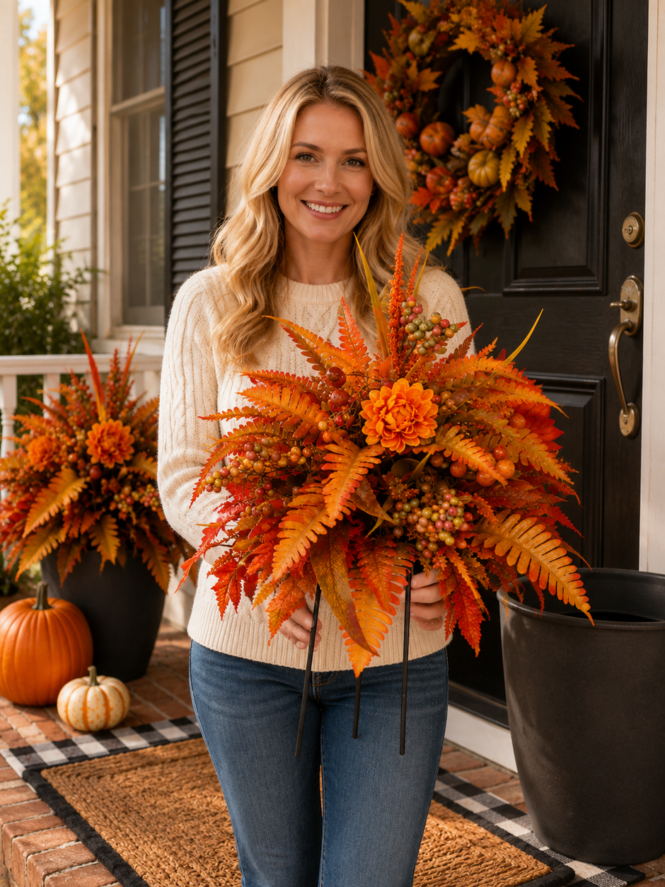 🍂Autumn Harvest Floral Garden Stake Arrangement