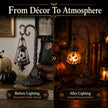 🔥Halloween Promotion -  Gothic Pumpkin Lantern Stand | Warm Orange LED Glow, Victorian Skull Details & Haunted Shelf Decor 🕯️