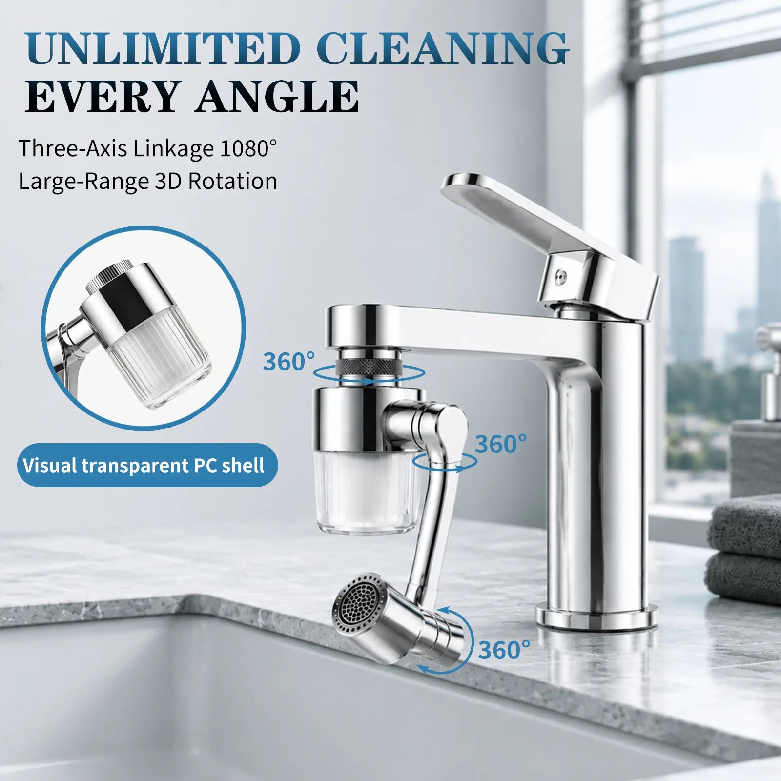 360° Swivel Faucet Filter Set with 3 Replacement Cartridges