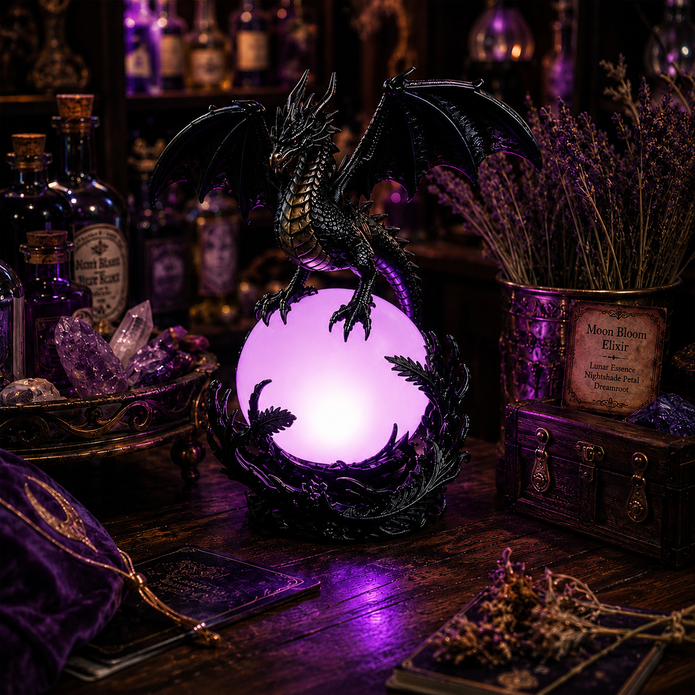 🔥Halloween Promotion - Gothic Dragon LED Crystal Ball Lamp for Dark Aesthetic Decor🐉
