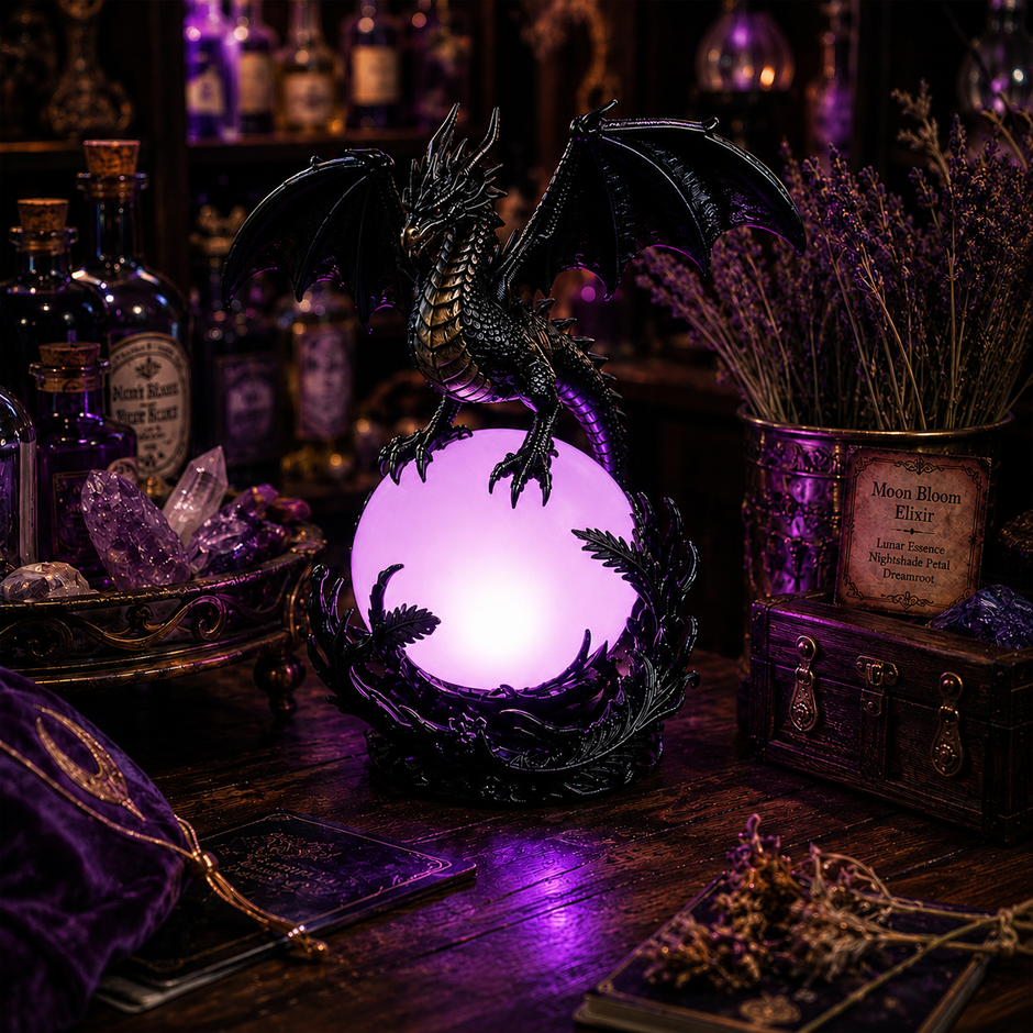 🔥Halloween Promotion - Gothic Dragon LED Crystal Ball Lamp for Dark Aesthetic Decor🐉