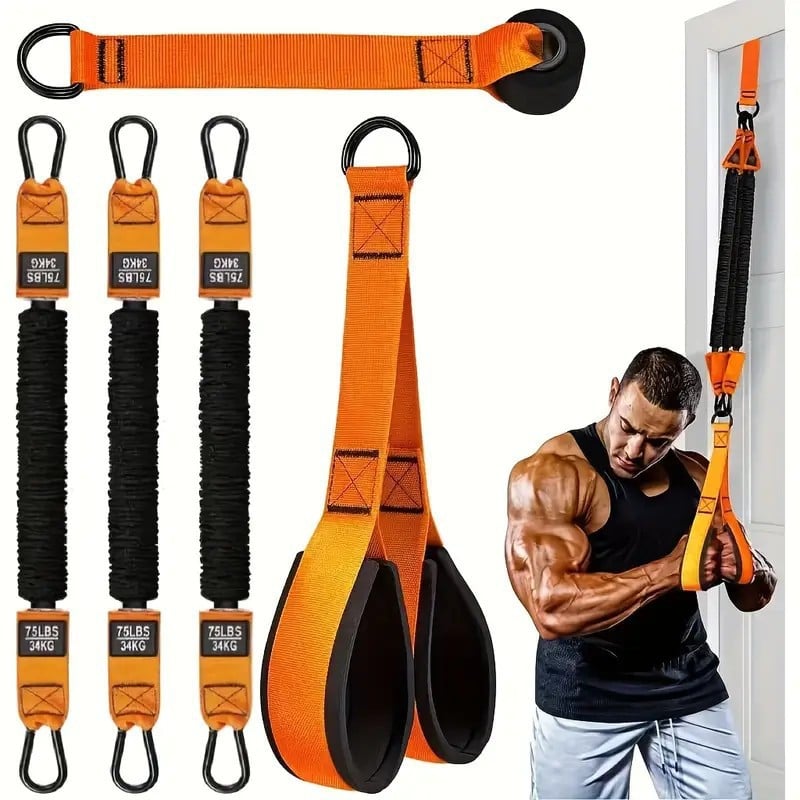 🔥💪 225LBS Heavy Duty Cable Resistance Band Home Gym Training Set