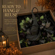 🎉Premium Gothic Black Rose Witch Hat Wreath – Haunting Elegant Halloween Front Door Statement Decor