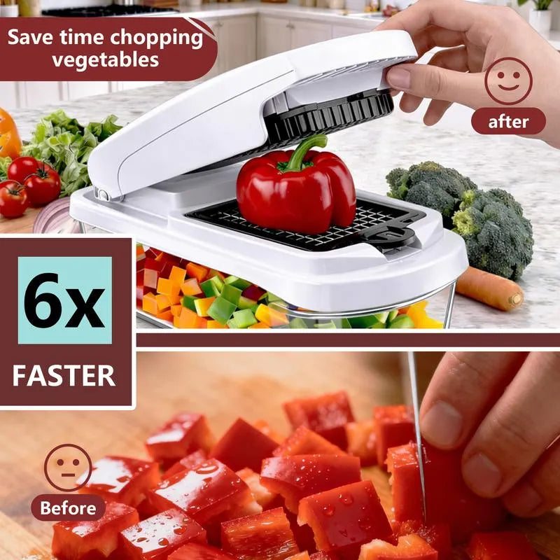 🏆Flash Sale⚡🥕 Professional Vegetable Chopper – 7-in-1 Multi-Cutter with Dishwasher-Safe Blades!