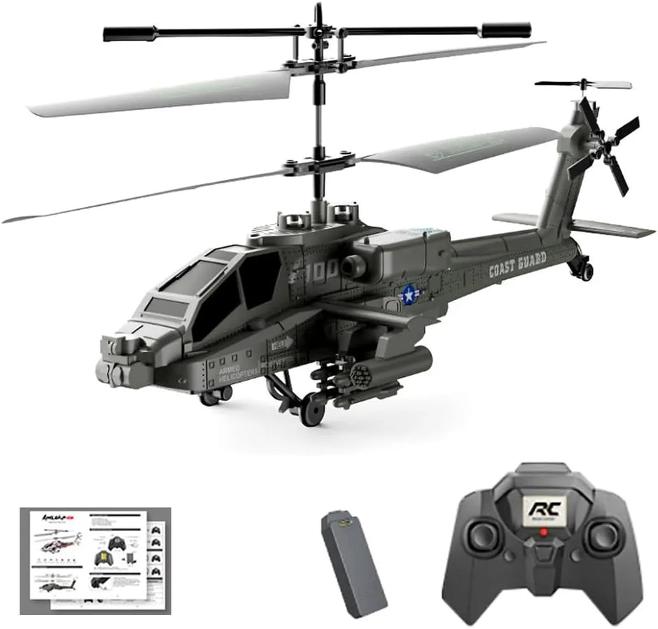 3.5 Channel Military RC Helicopters with LED Light, Altitude Hold, One Key Take Off/Landing