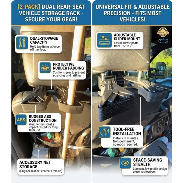 Universal Seat Back Tactical Rack – Secure Headrest Mount