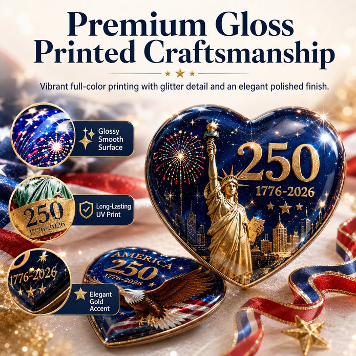 America 250th Anniversary Commemorative Heart Ornaments – 15-Piece Set