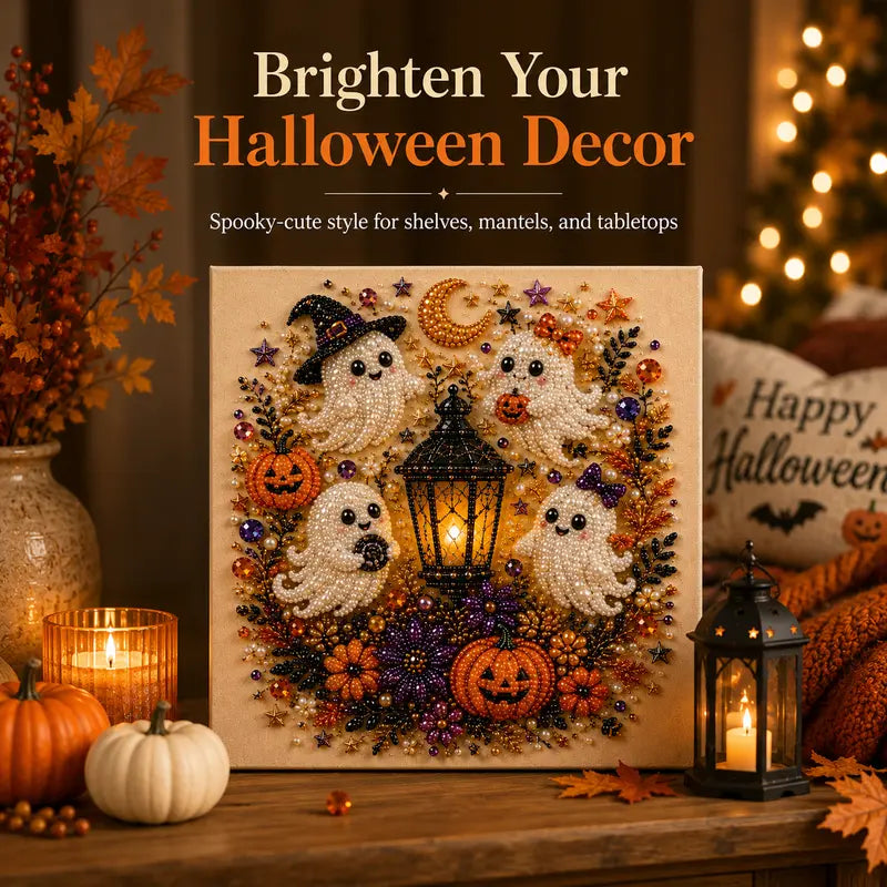 Spooky Cute Ghost Pearl Diamond Painting Kit – 8