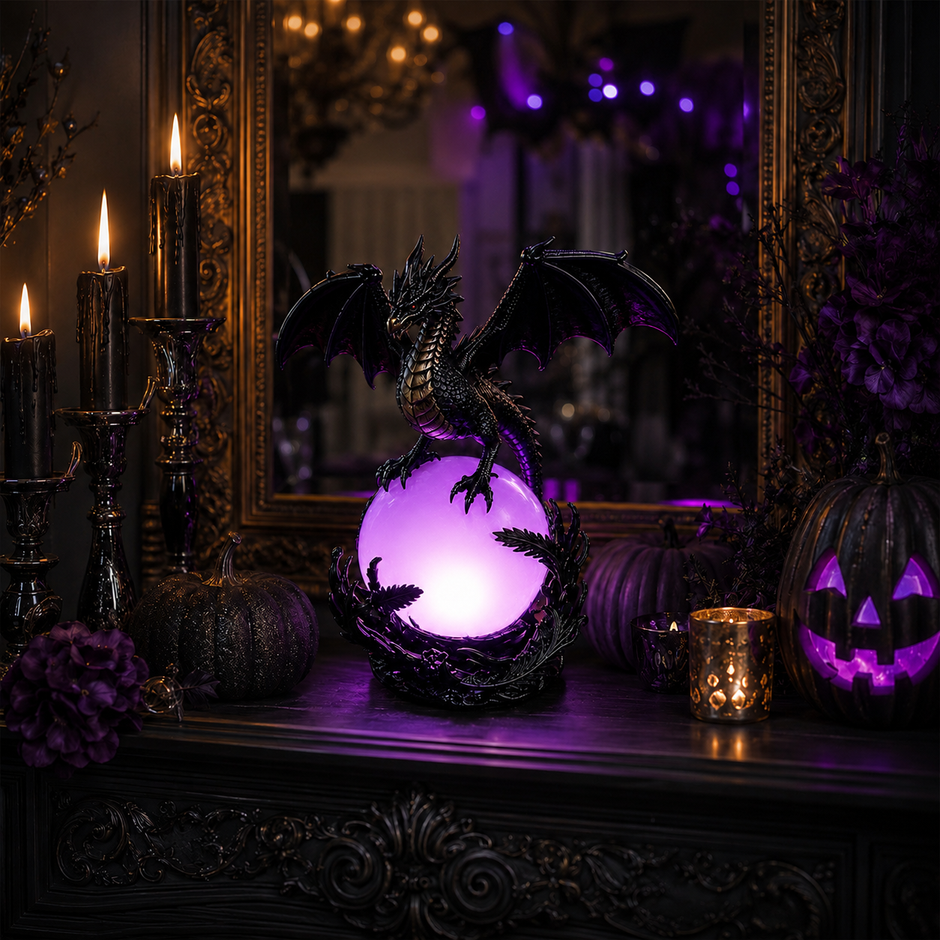 🔥Halloween Promotion - Gothic Dragon LED Crystal Ball Lamp for Dark Aesthetic Decor🐉