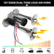 🔥LAST DAY 49% OFF - 🚗🔧2026 Upgraded 12V Dual Air Horn Kit – 130DB Super Loud Dual Horn with Compressor for Cars, Trucks, SUVs, Boats & More