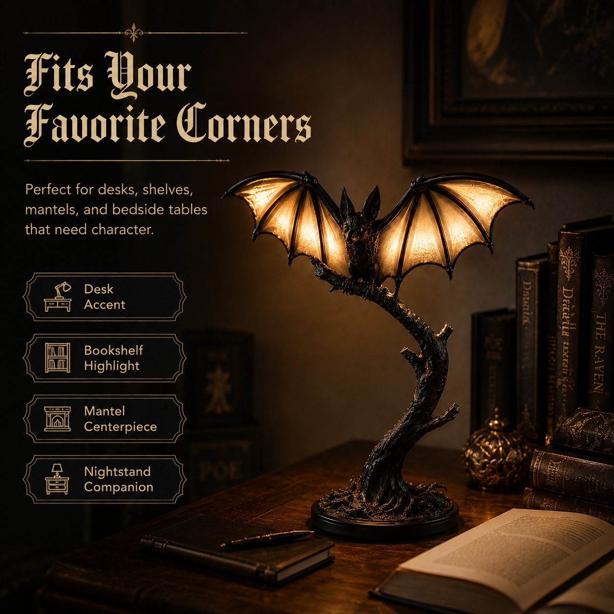 🔥Halloween Promotion - Lichtgevende vleermuis-tafellamp 🦇