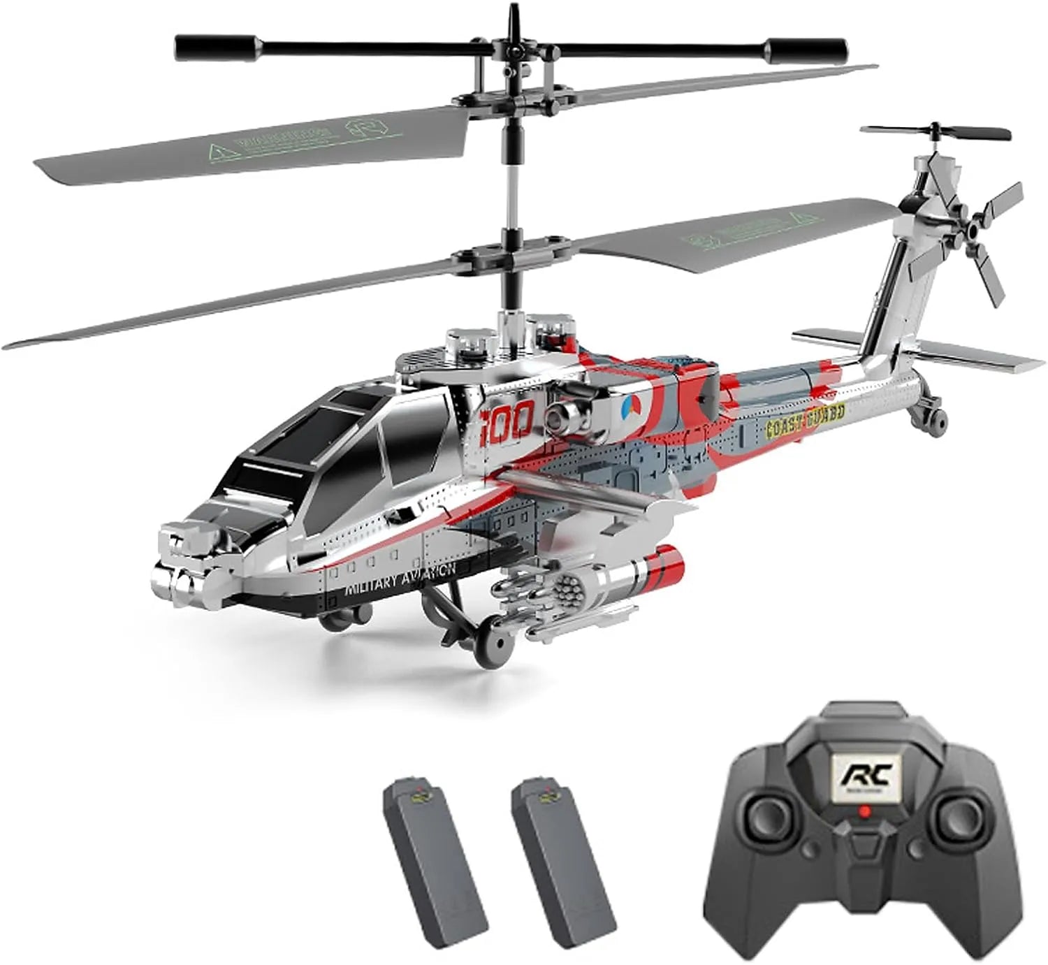 3.5 Channel Military RC Helicopters with LED Light, Altitude Hold, One Key Take Off/Landing