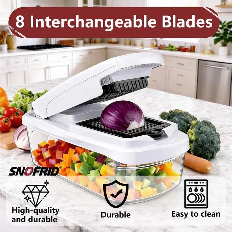 🏆Flash Sale⚡🥕 Professional Vegetable Chopper – 7-in-1 Multi-Cutter with Dishwasher-Safe Blades!