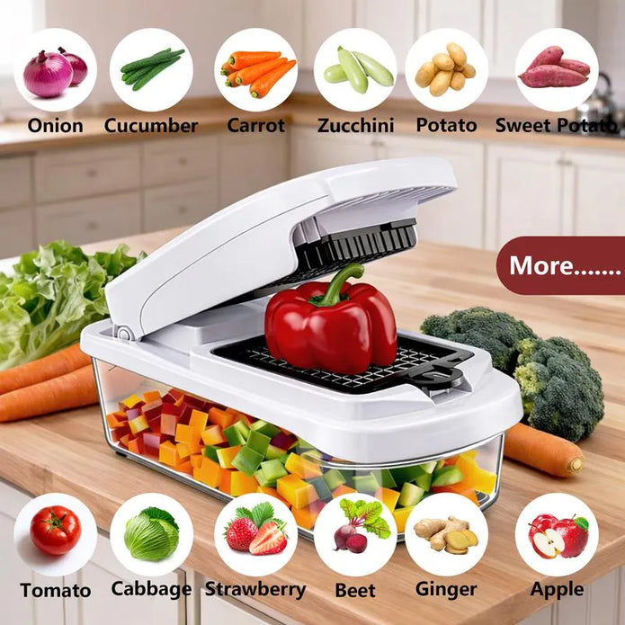 🏆🥕 Professional Vegetable Chopper – 7-in-1 Multi-Cutter with Dishwasher-Safe Blades!